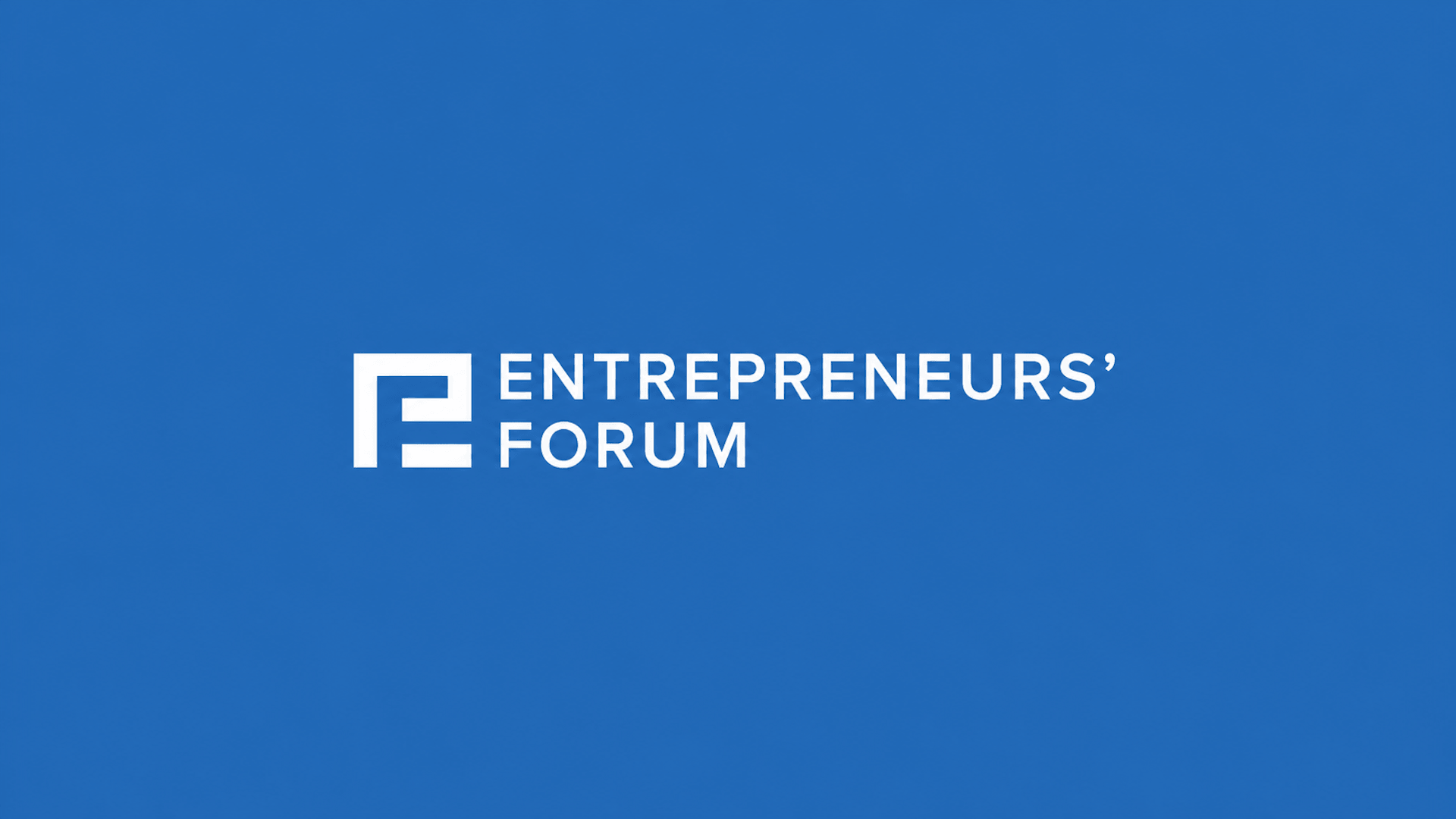 Entrepreneurs’ Forum logo on a blue background